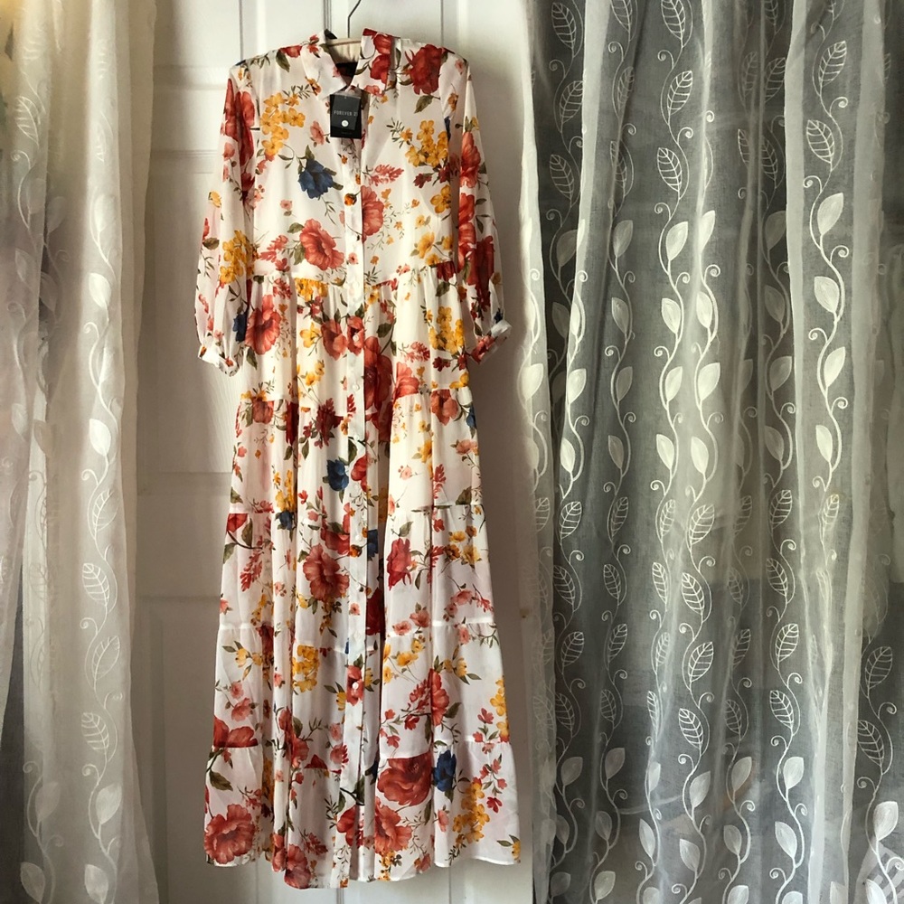 Forever21 flora maxi dress/shirt
